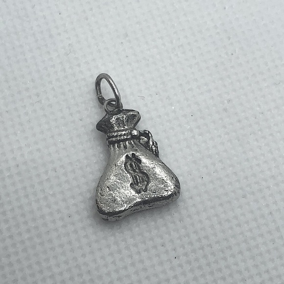 Vtg Sterling Silver Cash Money Bag Mini Charm for Charm Bracelet - Picture 1 of 2